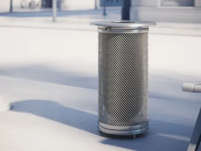 Trash bin made of metal mesh 3D model