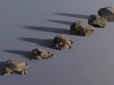 Rock assembly set Low-poly 3D model