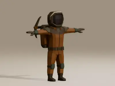 UNRIGGED VERSION ASTRONAUT 003 Low-poly 3D model