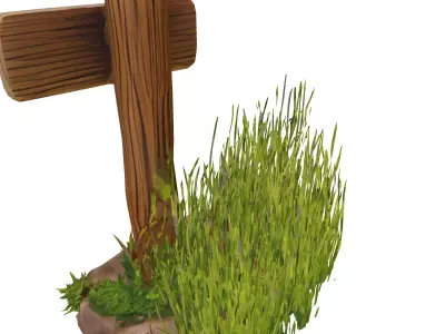 Rustic Wooden Signpost Landscape Prop Low-poly 3D model