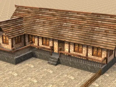 Low poly medieval home exterior Low-poly 3D model