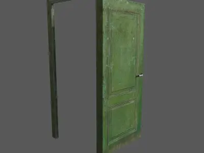 Old wooden door Low-poly 3D model