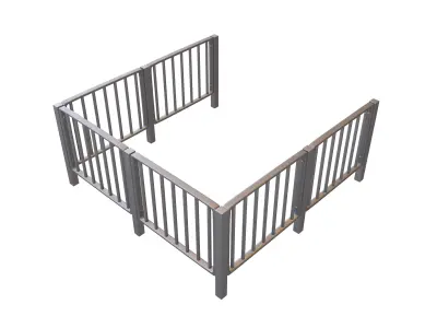 Iron Street Fence V4 001 Low-poly 3D model