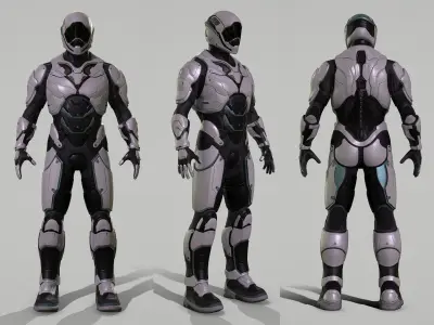 Futuristic Soldier Sci-fi low poly  Low-poly 3D model