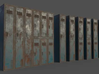 PBR School Gym Locker 06 - Blue Sea Low-poly 3D model