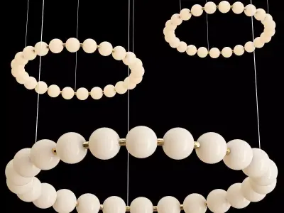 LIOBA light fixture with wooden balls hanging from it 3D model