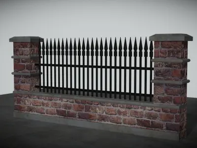 Brick Fence Low-poly 3D model