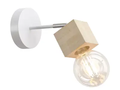 alisha-tl1197b-01wh wooden wall lamp with light bulb 3D model