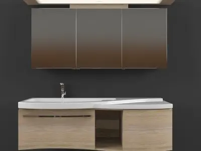 Sinea modern bathroom vanity with wooden cabinets 3D model