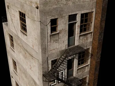 Abandoned Industrial Building Low-poly 3D model