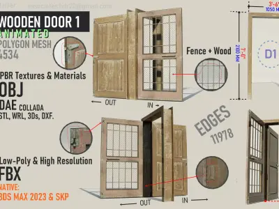 Wooden Door 1 Low-poly 3D model