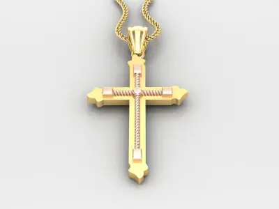 High Cross Pendant Light Gold 18K 4CP067 3D print model