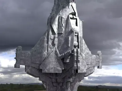 Sci-Fi Stealth Ship crashed 3D model