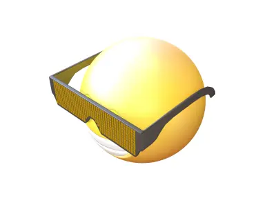 Beaming Face With Future Technology Glasses v2 005 Low-poly 3D model