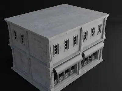 OLD RETRO CLASSICAL BUILDING 10 Low-poly 3D model