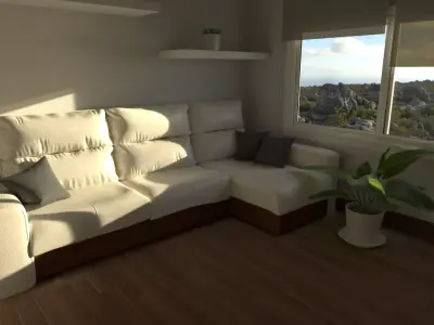 LargeSofa living room with couch and window 3D model