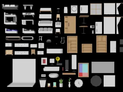 Home Furniture Packs Low-poly 3D model