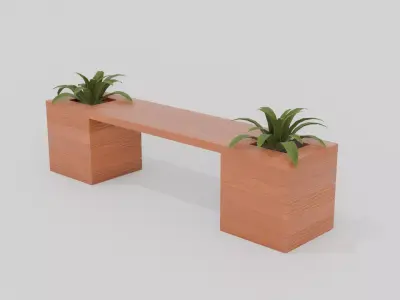 Outdoor Wooden Bench 9 Low-poly 3D model