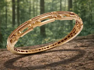 Architectural Hinged Bangle Bracelet 3D print model