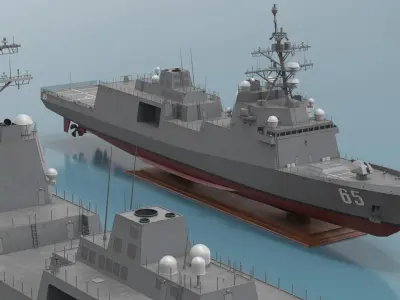  Naval Warship Desk Model With Radar Tower Simplified 