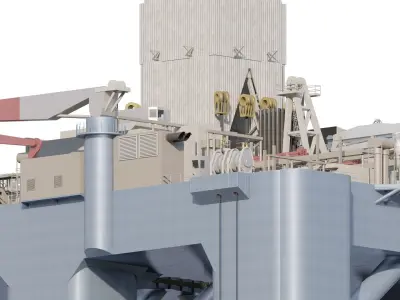 Detailed oil platform 3D model