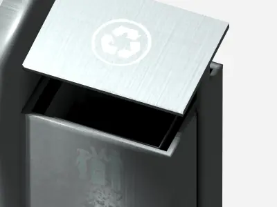 Outdoor modern street recycling dust bin Low-poly 3D model