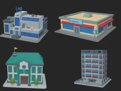 Low Poly Building pack Low-poly 3D model