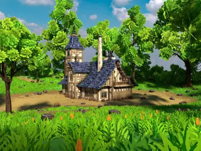 Stylized Medieval House 12 With Environment 3D model