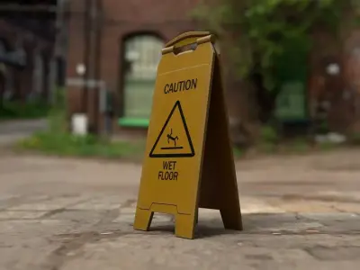 Wet Floor Caution Sign Low-poly 3D model