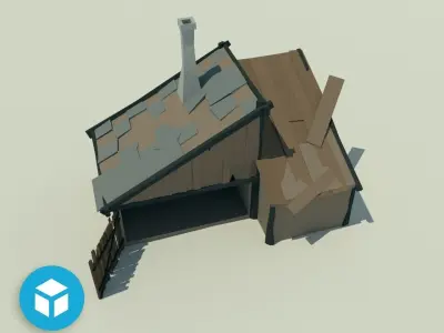 Low poly Carpenter house Low-poly 3D model