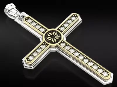Light cross with diamonds and a star 732 3D print model