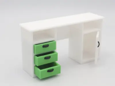 Classic Desk with functional door drawers  3D print model