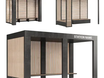 Bus stops set 3D model
