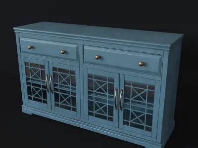 Buffet sideboard with glass doors 3D model