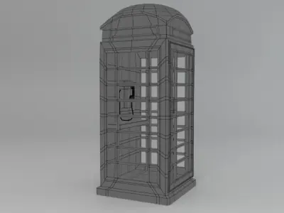 Telephone Booth Low-poly 3D model