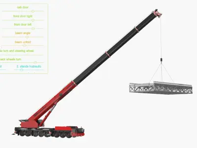  Mobile Telescopic Crane Lifting Load Red Rigged 
