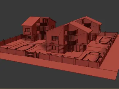 Villa Residential - Three House Complex 3D model
