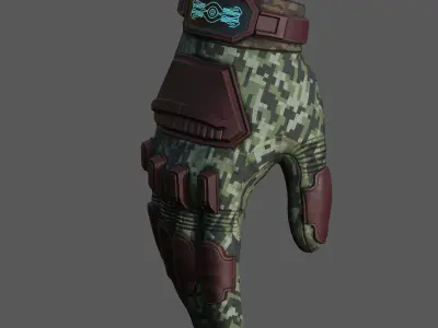 Gloves military human fantasy scifi cloth protection camouflage  Low-poly 3D model