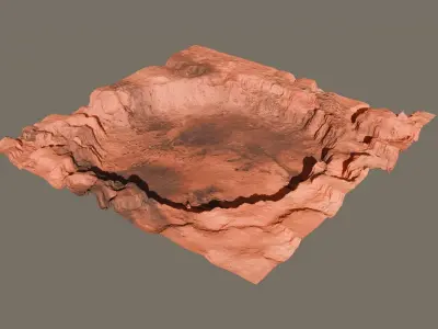Crater landscape 3D model 18K 3D model
