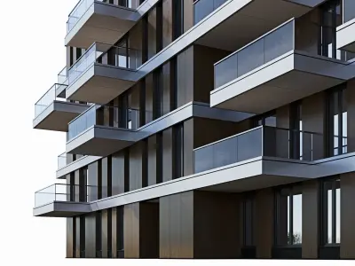 Modern residential building 9 3D model