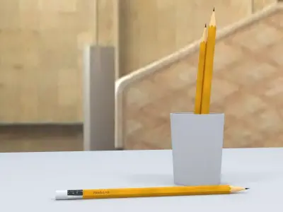 Pencil in cup Free low-poly 3D model