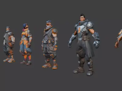 Cyberpunk Street Mercenaries LowPoly Low-poly 3D model
