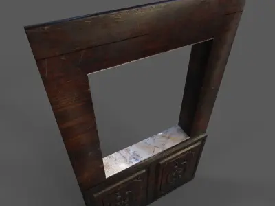 Old Wood Windows Low-poly 3D model