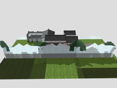 Complete Chinese Garden Courtyard Kit 3D Model Set Oriental 3D model