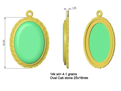 Floral Cameo Design Pendant  3D print model