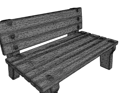 Weathered Wooden Park Bench Low-poly 3D model