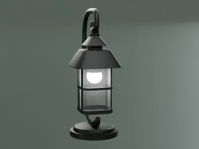 Road Side Street Metal lamp Light Low-poly 3D model