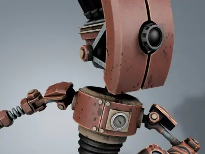 Robot Steampunk PBR Low-poly 3D model