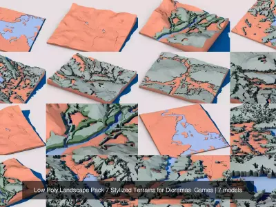 Low Poly Landscape Pack 7 Stylized Terrains for Dioramas  Games