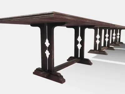 Old Wooden Ornate Table Low-poly 3D model